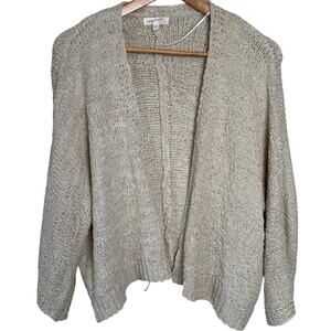 Mystree Tan Popcorn Knit Cardigan Sweater Oversized Soft Open Front Size Large